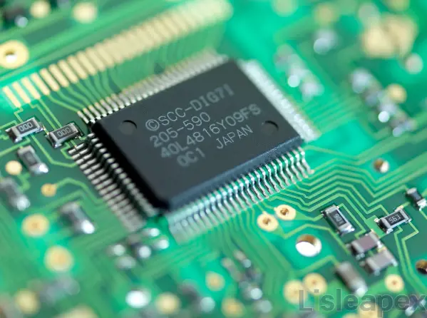 Microprocessor chip on a circuit board